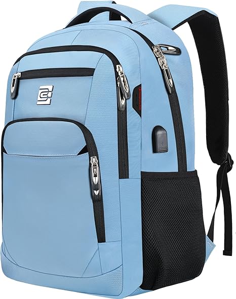 Laptop Backpack,Business Travel Anti Theft Slim Durable Laptops Backpack with USB Charging Port,Water Resistant College Computer Bag for Women & Men Fits 15.6 Inch Laptop and Notebook-Pale Blue