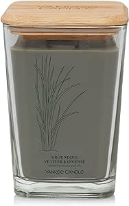 Yankee Candle Grounding Vetiver & Incense Well Living Collection Large Square Candle, 19.5 oz.