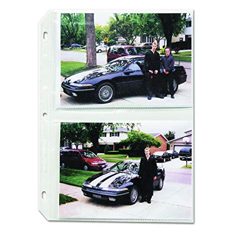 C-Line 52572 Clear Photo Pages for Four 5 x 7 Photos, 3-Hole Punched, 11-1/4 x 8-1/8 (Box of 50)