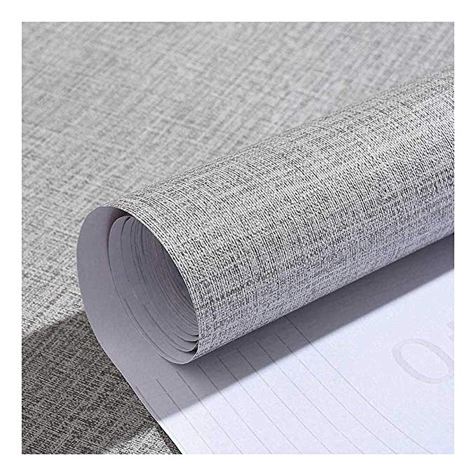 Blooming Wall Linen Faux Grasscloth Peel Stick Wallpaper Self Adhesive Prepasted Contact Paper Wall Decor, Large Size (Gray)