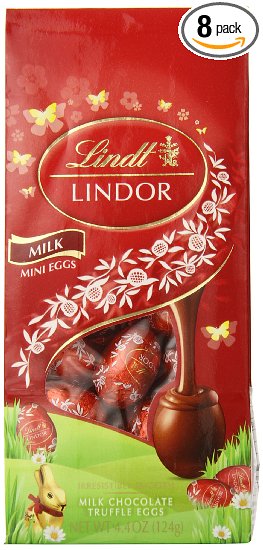 Lindor Milk Chocolate, Mini Egg Bag, 4.4 Ounce (Pack of 8)