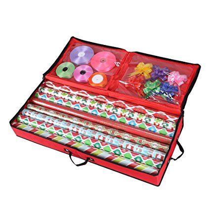 Storage Organizer for 30 Inch Wrapping Paper, Ribbon and Bows (Red)