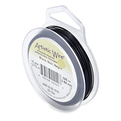 Artistic Wire, 22 Gauge / .64 mm Tarnish Resistant Colored Copper Craft Wire, Black, 15 yd / 13.7 m