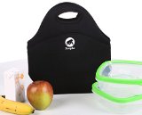 Hoopla Gorilla Bag - Deluxe Insulated Lunch Carrier - Black Neoprene Tote for Work School and Kids Snacks - Keeps Contents Cool Fresh and Secure Lightweight Machine Washable Stores Flat but stretches to hold the biggest of lunches