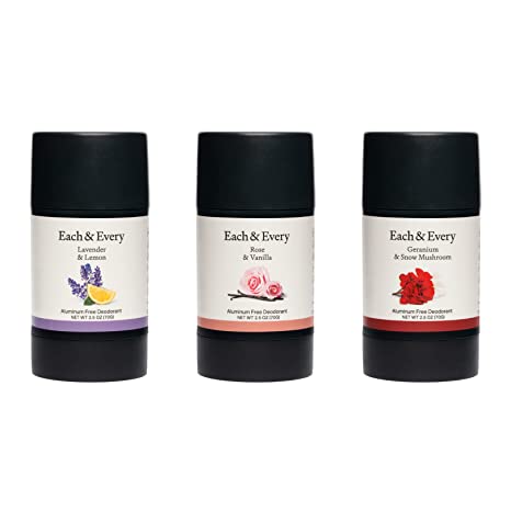 Each & Every 3-Pack Natural Aluminum-Free Deodorant for Sensitive Skin with Essential Oils, Plant-Based Packaging (Floral, 2.5 Ounce (Pack of 3))