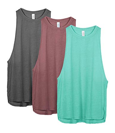 icyzone Workout Tank Tops for Women - Running Muscle Tank Sport Exercise Gym Yoga Tops Running Muscle Tanks(Pack of 3)