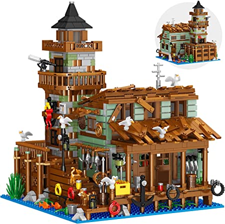 Fishing Village Store House Mini Bricks Building Kit, Ideas Creative Architecture Building Toys Birthday Gift for Adult Boys Girls -1881 Pieces（Not Compatible with Lego Set ）