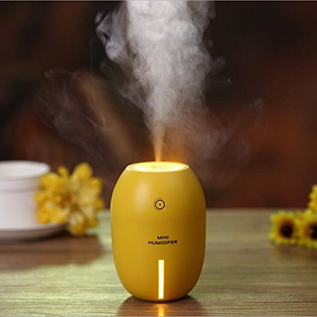 Cool Mist Humidifier, GLISTENY Lemon Style Humidifier Air Purifier Diffuser Night Light Portable for Car Baby Bedroom Office Home Study Yoga Spa