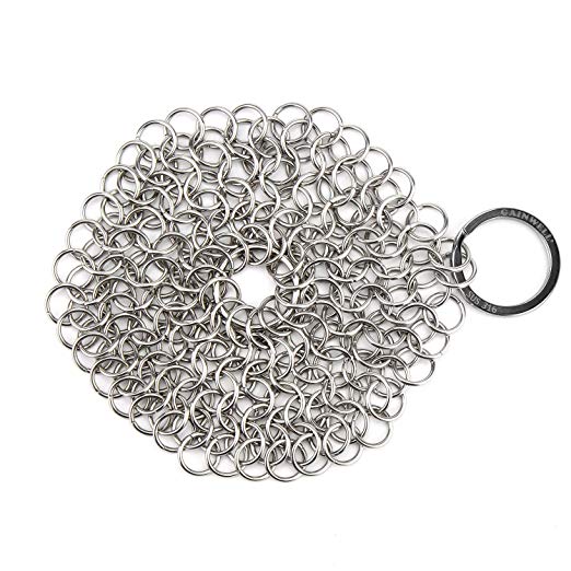 GAINWELL Stainless Steel Chainmail Scrubber Steel Cast Iron Cleaner 4in