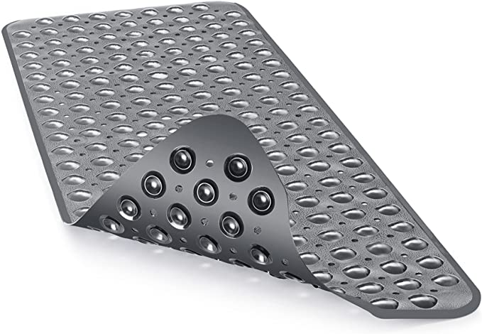 Titanker Nonslip Bathtub Mat, 40x16 Inches Large Bathroom Shower Mat for Bathroom with Suction Cups and Drain Holes, Non-Slip Bath Mat for Tub, Machine Washable, Easy Cleaning, Gray