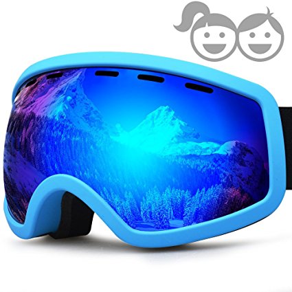 ZIONOR Lagopus Mini Kids Snowmobile Snowboard Skate Ski Goggles with 100% UV Protection Anti-fog Detachable Wide Angle Double Panoramic Lens for Youth