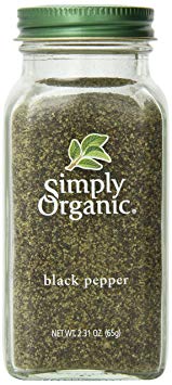 Simply Organic Pepper, Black Medium Grind Certified Organic, 2.31 Ounce Container