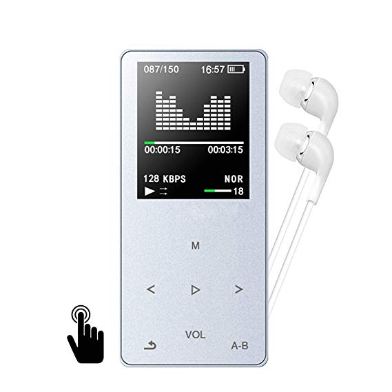 Mp3 Player, GotechoD 8 GB Mp3 Mp4 Player Touch-Screen Hifi Lossless Sound Music Players with build-in Speaker, FM Radio, Video, E-book, A-B Repeat, support 128 GB TF card Perfect for Sport, Fitness, Running,Traveling ect.(Silver)