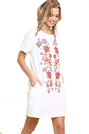 Umgee BoHo Beach Please! French Terry Embroidered Dress or Beach Cover