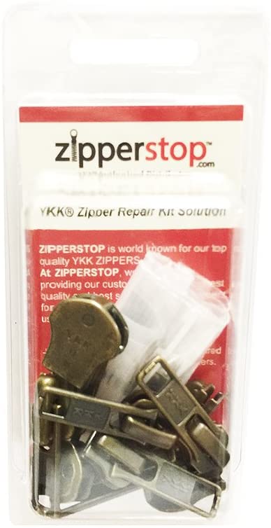 YKK Zipper Repair Kit Solution 8 Sets Assorted 4 of #5, 2 of #7 and 2 of #10 Included Top & Bottom Stops Made in USA Antique Auto Lock Sliders, Black