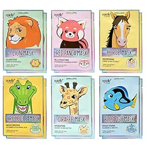 Epielle Character Masks | Animal Spa Mask -For All Skin Types | Spa gifts for women, Birthday Party Gift for kids, Girls Night, Skincare Party (12 packs)