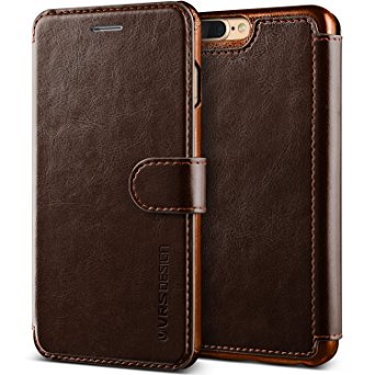 iPhone 7 Plus Case, VRS Design [Layered Dandy Series] Slim Fit Premium PU Leather Wallet with 3 Card Slots (Coffee Brown)
