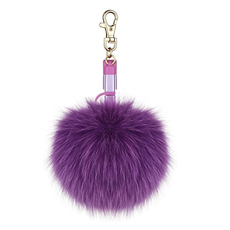 Milletech Pom Pom Keychain USB Cable for Women Handbag Charms Parts and Mobile Phone Accessories