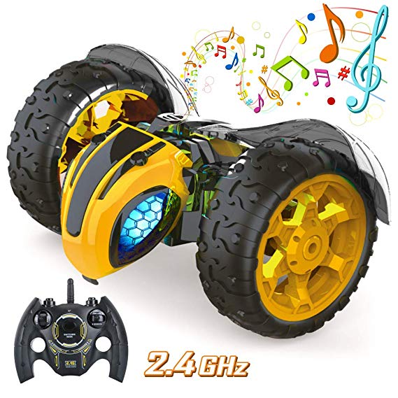 Jasonwell RC Car for Kids Remote Control Cars for Boys 2.4Ghz 1:8 Rechargable Off Road Race Car Bumble Lightning Bee Rock Crawler Music Electric RC Cars Toys Gifts Boys Girls 5 6 7 8 9 10 12 years old