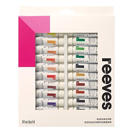 Reeves Gouache Paint, 10ml Tubes, Set of 24