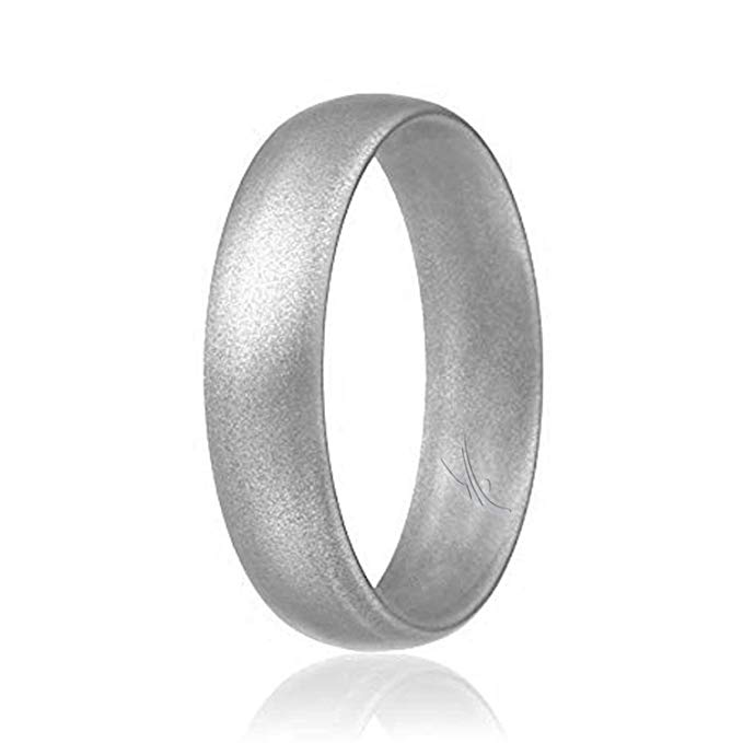 ROQ Silicone Wedding Ring for Women, Thin, Affordable 6mm Metallic Silicone Rubber Wedding Bands, Comfort Fit, Singles & 4 Packs - Rose Gold, Silver, Gold, Platinum, Copper, Bronze, Gunmetal