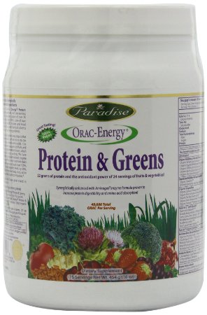 Paradise Herbs Orac Energy Protein Powder, Greens, 454 Gram