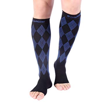Doc Miller Premium Compression Socks 1 Pair 20-30mmHg Support Argyle Colors Graduated Pressure Recovery Circulation Varicose Spider Veins Airplane Maternity Stockings Opaque (in M L XL)