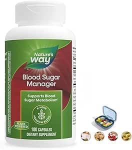 Premium Nature's Blood-sugar Manager Supports Healthy Energy Levels, Capsules (180 ct.) Include Pill Case (1)