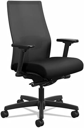 HON Ignition 2.0 4-Way Stretch Mid-Back Mesh Task Chair, Supports Up to 300 Lb, 17" to 21" Seat Height, Black