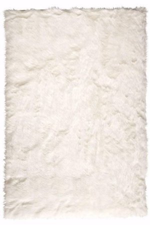 Homemusthaves Faux Sheepskin Area Rug (White) (4'x6')