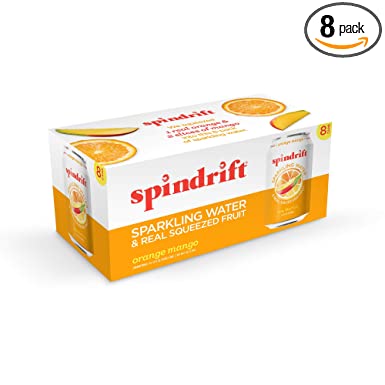 Spindrift Sparkling Water, Orange Mango Flavored, 12 Fl Oz (Pack of 8)