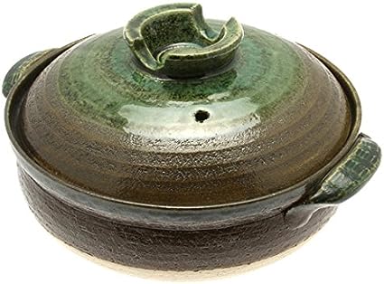 Kotobuki Donabe Japanese Hot Pot, Medium, Brown/Green