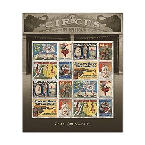 USPS Vintage Circus Posters, Forever U.S. Postage Stamps, Sheet of 16