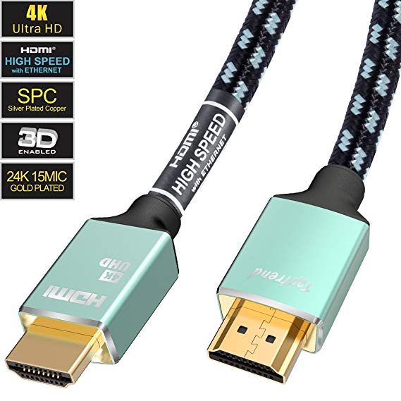 4K HDMI Cable 6ft-HDMI 2.0 Cord Supports 1080p, 3D, 2160p, 4K UHD, HDR-CL3 for in-wall-28AWG Silver Plated Copper for HDTV, Xbox, Blue-ray Player, PS3, PS4, PC Platinum Series by Toptrend
