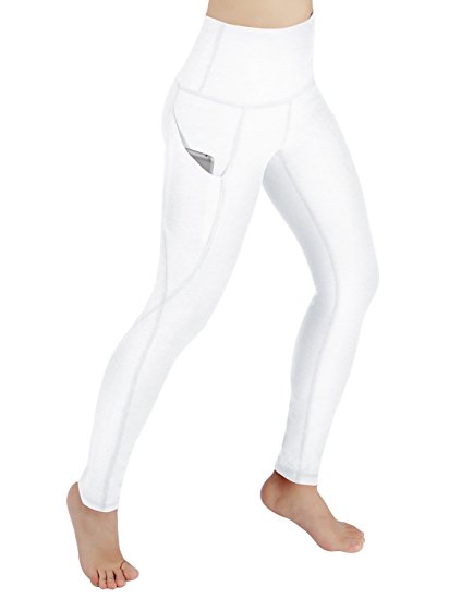 ODODOS High Waist Out Pocket Yoga Capris Pants Tummy Control Workout Running 4 way Stretch Yoga Capris Leggings