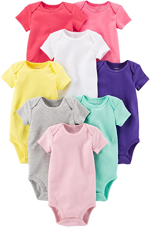 Carter's Baby Girls' 8-Pack Short-Sleeve Bodysuits