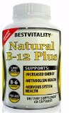 Natural Vitamin B Complex60-Vegetarian Healthy Nervous System Boost Memory Alertness Treat B-12 Deficiency Reduces Fatigue Improves Thinking Boosts Metabolism and EnergyB6 B12 and Folic Acid
