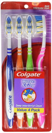 Colgate Wave ZigZag Soft Full Toothbrushes - 4 Pack