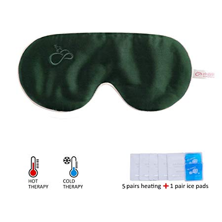 alittlecloud Warm/Cold Steam Silk Eye Mask for Women and Men,Moist Heating and Ice Sleeping Therapy Eye Pillow for Dry Eye,Tired Eyes and Puffy Eyes,Dark Circle,Dark Green