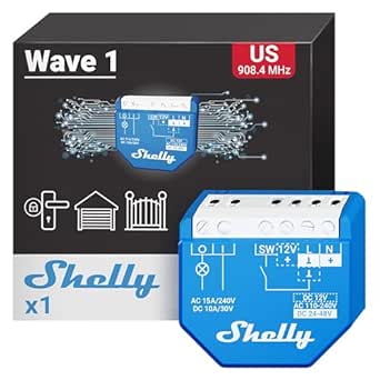 Shelly Wave 1 US UL | Z-Wave Smart Switch Relay, 1-Channel 15A Dry Contact | Home Automation | Z-Wave Repeater | Low Power Consumption | High Compatibility | Easy Installation | iOS Android App