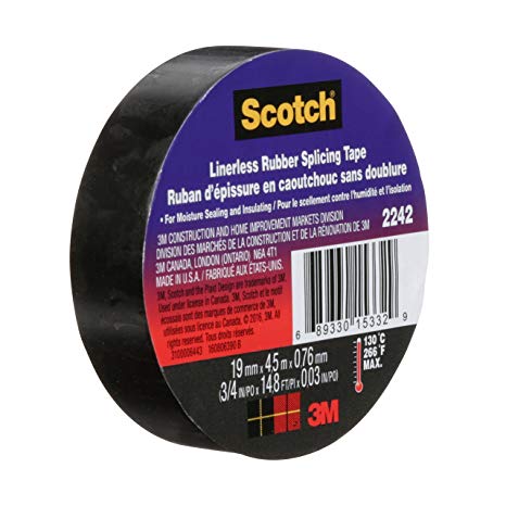 Scotch 2242 Electrical Splicing Tape, 6165-BA-10, 3/4 in x 15 ft x 0.030 in