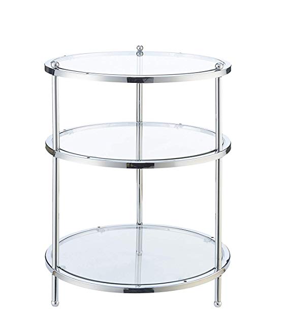 Convenience Concepts Royal Crest Round End Table, Clear Glass/Chrome Frame