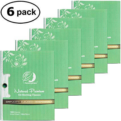 PleasingCare Facial Oil Blotting Paper For Oily Skin, 100 Count, pack of 6 - Natural Green Tea Face Absorbing Sheets, Skin Care and Oil Control Must Have For Both Femle and Male