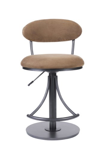 Hillsdale Venus Adjustable Swivel Stool, Black Finish with Bear Faux-Suede Fabric