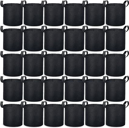 30 Pcs 3 Gallon Plant Grow Bags Fabric Grow Pots with Handles 3 Gallon Grow Pots Heavy Duty Thickened Black Plant Bags for Planting Aeration Planting Containers Garden Vegetable Flower