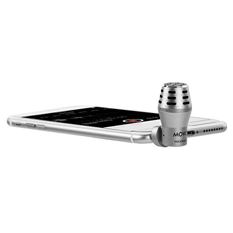 Movo MA200 Omni-Directional Calibrated TRRS Condenser Microphone for Apple iPhone, iPod Touch, iPad (Silver)