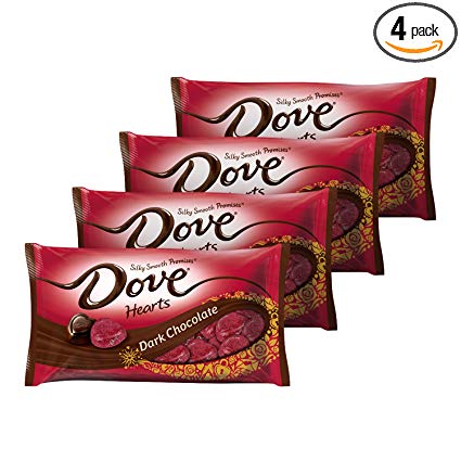 DOVE PROMISES Valentine Dark Chocolate Candy Hearts 8.87-Ounce Bag (Pack of 4)