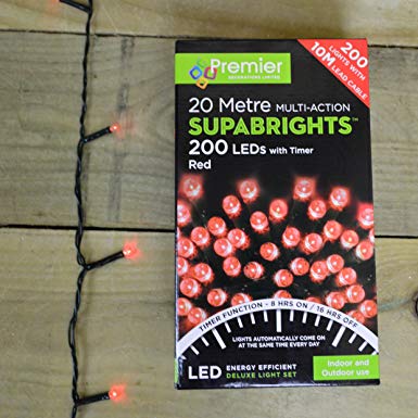 Premier 200 Red Multi-action Supabrights Christmas Lights LV071255R