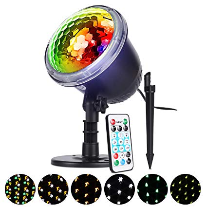 Christmas Projector Light, ALED LIGHT Waterproof Outdoor Holiday Projector Night Light 4 Patterns Indoor Decoration Snowflake Light Projector Landscape with Remote Control for Xmas Tree, Holiday Party