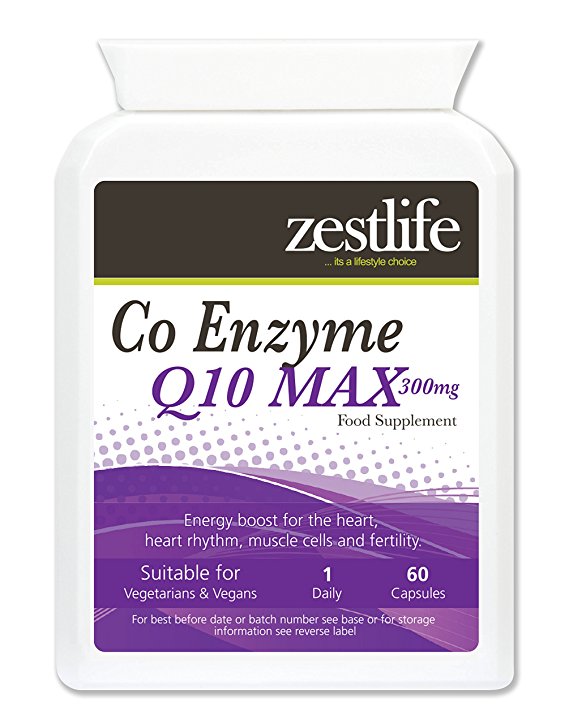 Zestlife Co-Enzyme Q10 (CoQ10) 300mg Capsules High Absorption. Gluten FREE.